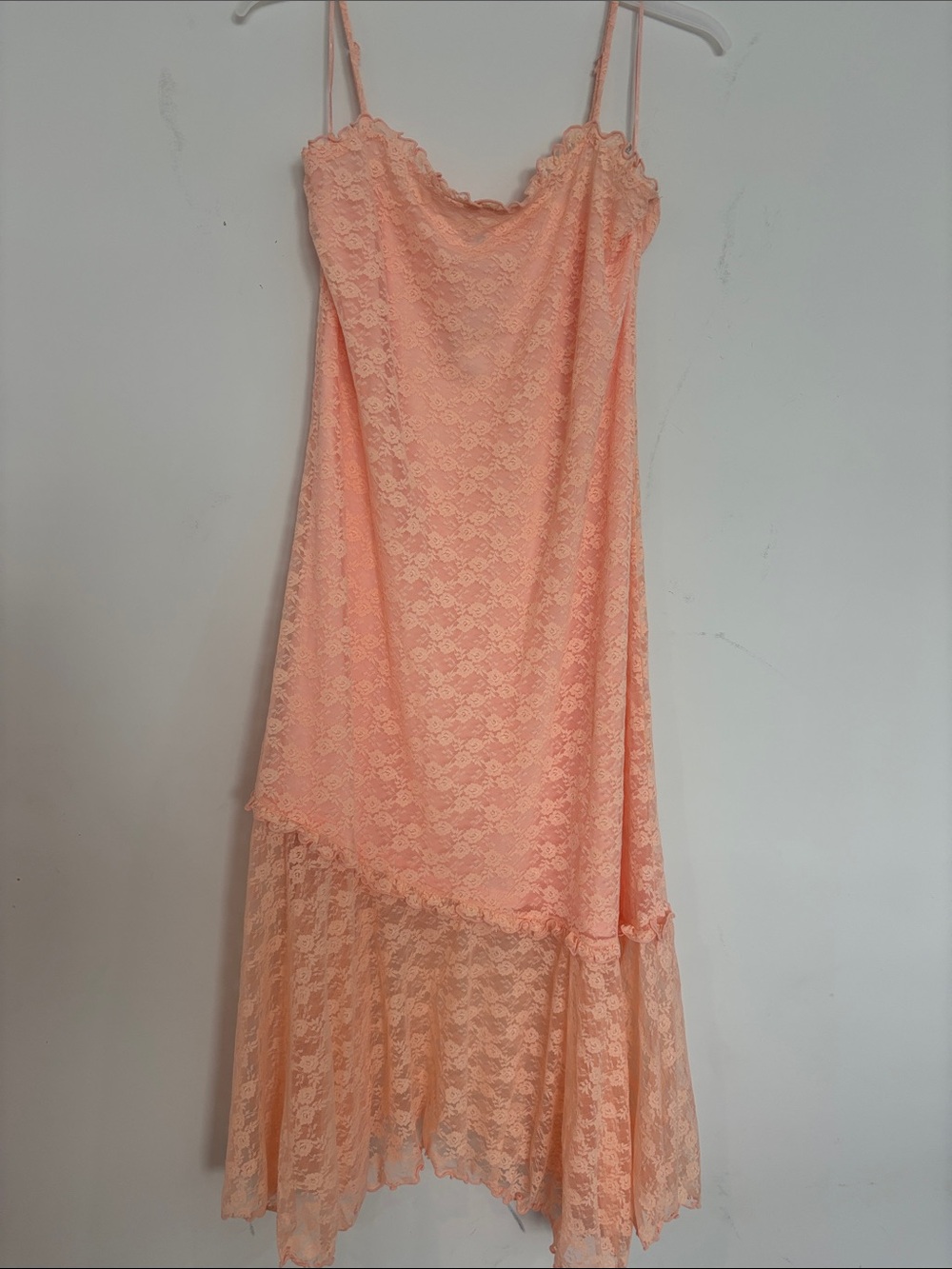 Old Navy Peach Lace High-Low fit & flare midi Dress (XL Tall)